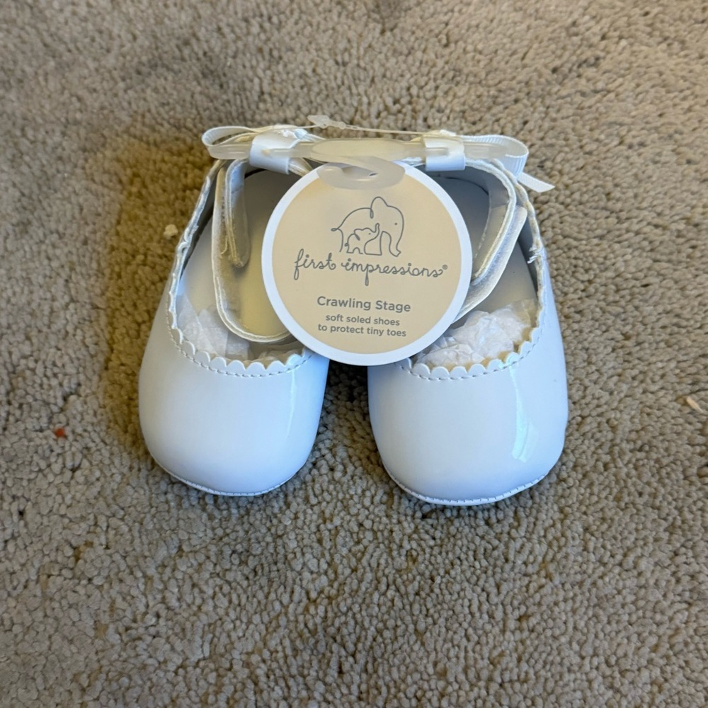 First Impressions White Patent Leather Baby Girl Mary Jane shoes NWT size 1